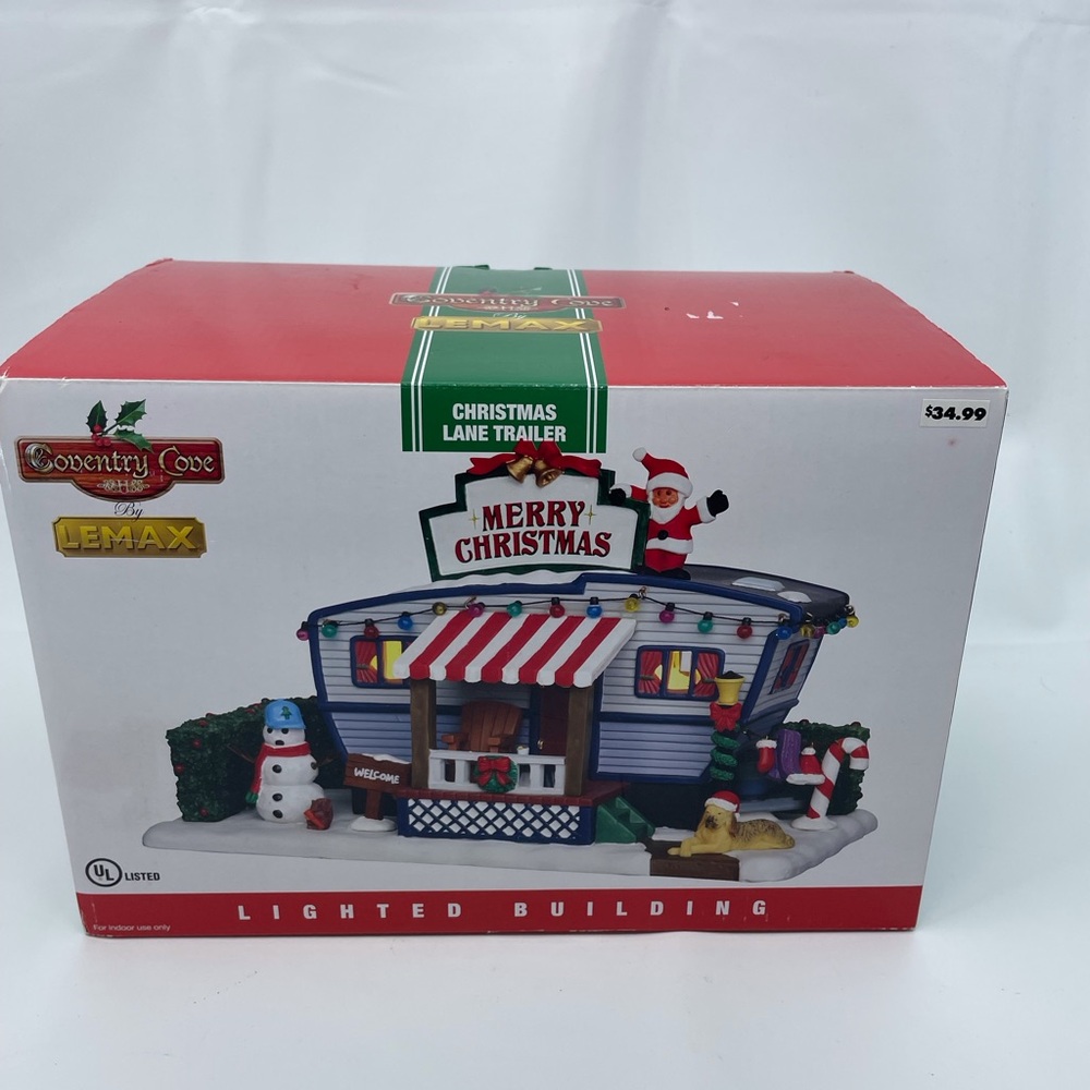 Lemax Merry Christmas Lighted Trailer - Red, Blue, White